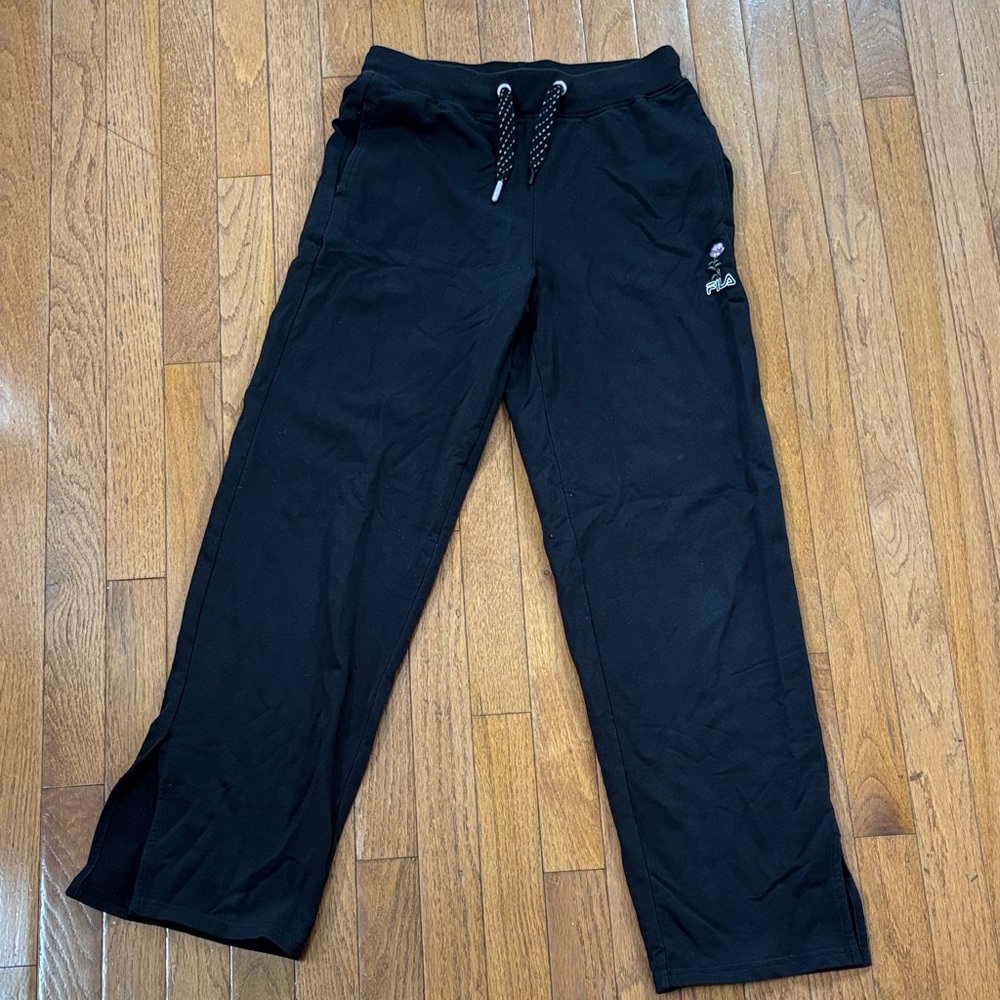 Fila Black Sweatpants with Polka Dot Drawstring